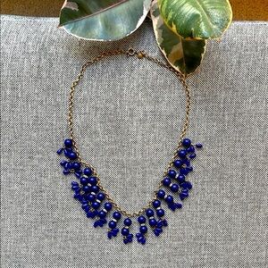 🔹 Vintage J. Crew Royal Blue, Gold and Rhinestone Statement Necklace 🔹